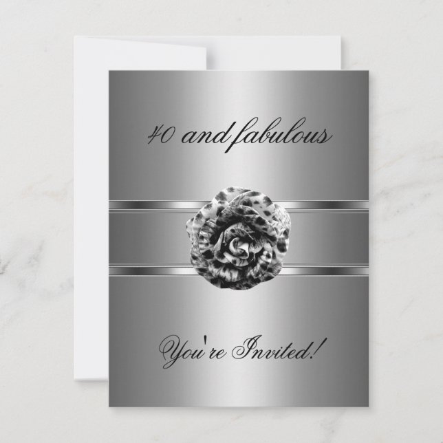 Fleur Invitation Black Grey Fabulous 40e (Devant)