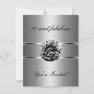 Fleur Invitation Black Grey Fabulous 40e