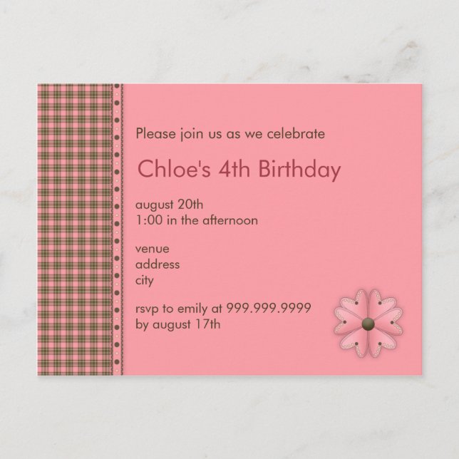 Fleur ・ Invitation d'anniversaire (Devant)