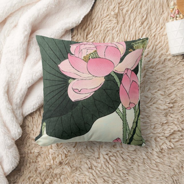 Fleur japonaise Lotus - Coussin d'art Vintage (Couverture)
