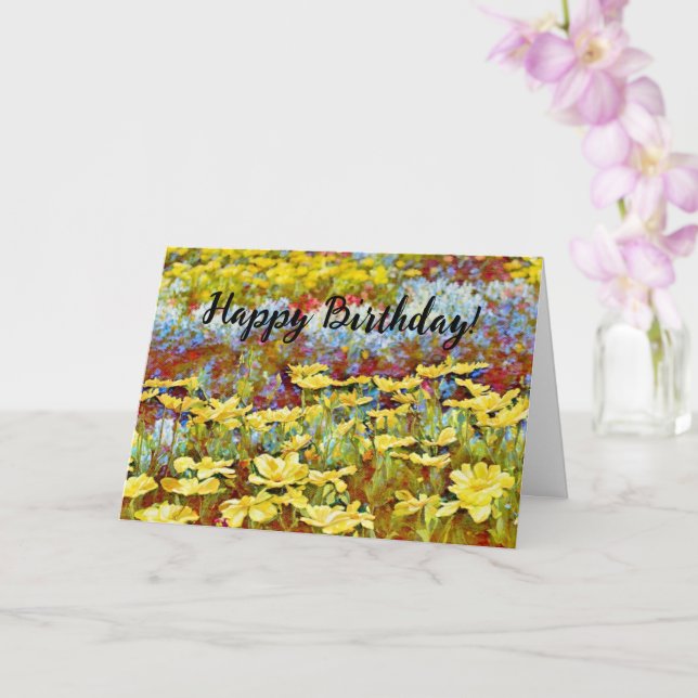Fleur Jardin Fleurs Jaunes Carte Anniversaire (Orchidée)