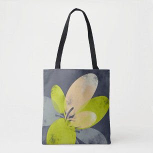 Fleur jaune douce sur sac fourre-tout gris