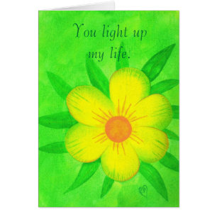 Fleur jaune lumineuse, vous allumez ma vie, cartes