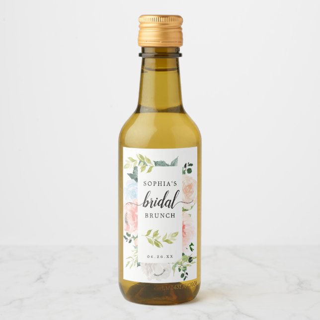 Fleur Jolie Brautparty Mini Wine Labels Weinetikett (Vorderseite)