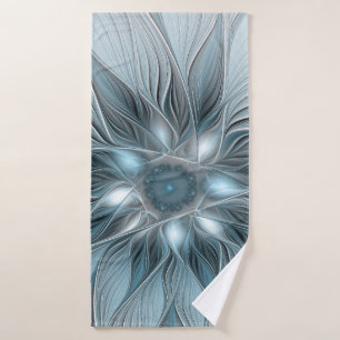 Fleur joyeuse abstraite florale fractale bleue gri