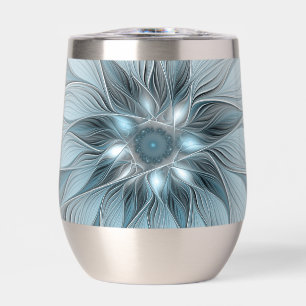 Fleur joyeuse abstraite florale fractale bleue gri