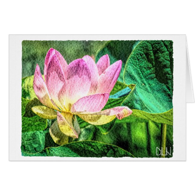 Fleur Lotus/Aquarelle Florale Art/ (Devant Horizontal)