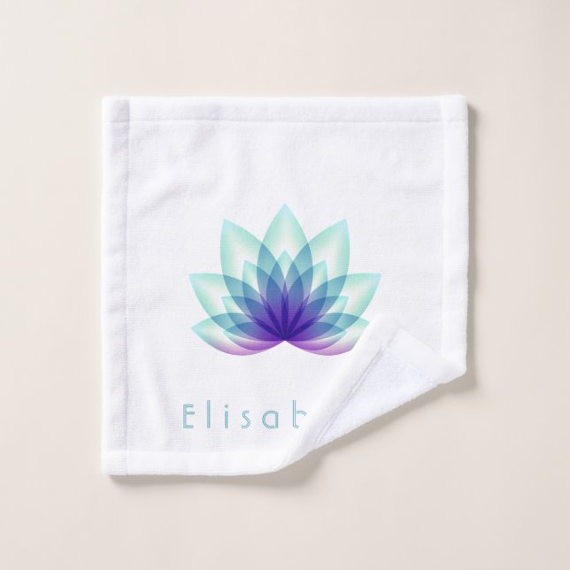 Fleur Lotus personnalisée bleu vert (Gant de toilette)