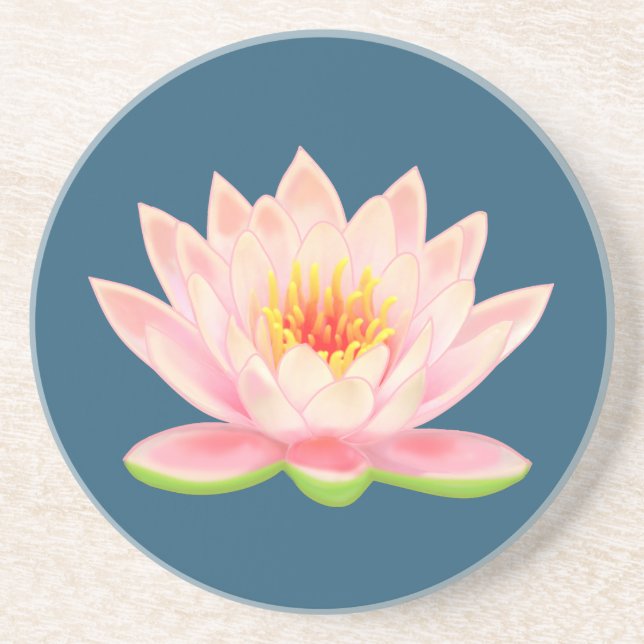 Fleur Lotus sur Dessous de verre bleu (Devant)