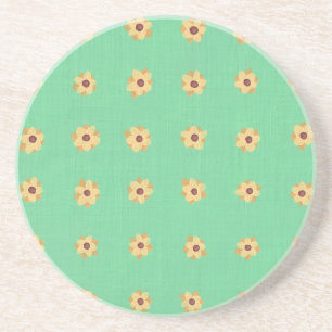 Fleur Motif Jaune Fleur Dessous de verre vert clai