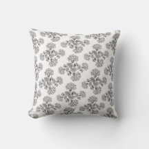 Fleur noire et blanche coussin Damask