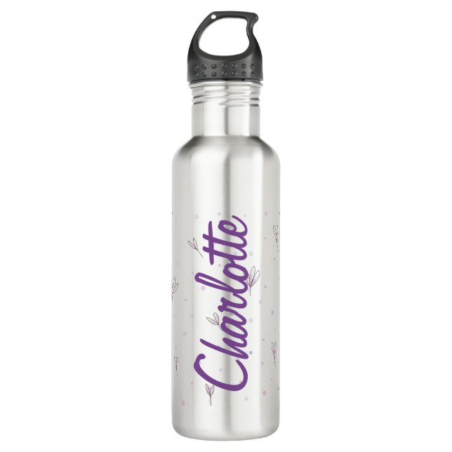 Fleur Nom personnalisé Modèle Bouteille inoxydable (Devant)