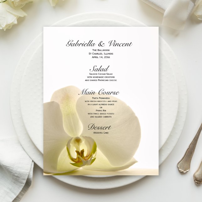 Fleur orchidée sur le menu Mariage blanc (Créateur téléchargé)