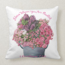 Fleur où vous êtes coussin planté