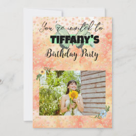 Fleur & Papillon ajoutez votre photo Invitation