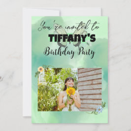 Fleur & Papillon ajoutez votre photo Invitation