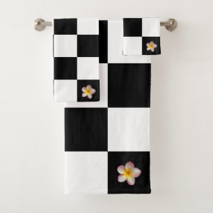 Fleur personnalisée sur Motif À damiers noir et bl