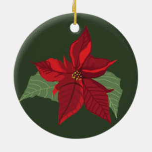 Fleur Poinsettia - Noël- Ornement en céramique