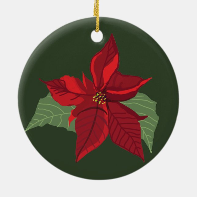 Fleur Poinsettia - Noël- Ornement en céramique (Dos)
