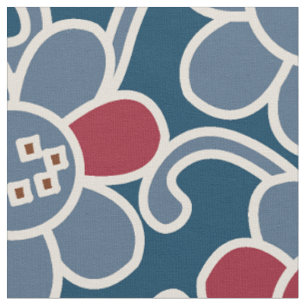 Fleur populaire des années 70 Marine et tissu roug