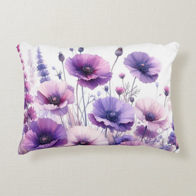 Fleur pourpre Joli Coussin d'accents floraux (Devant)