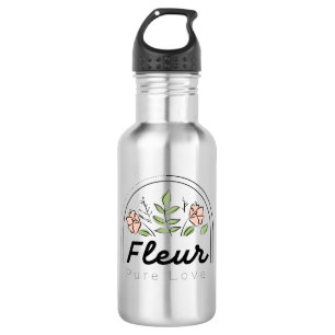 Fleur – Pure Love Florales Logo Edelstahlflasche