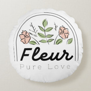 Fleur – Pure Love Florales Logo Rundes Kissen
