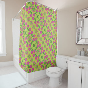 Fleur rétro de Bell Mandalas rideau de douche vert