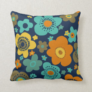 fleur rétro des années 60 les années 70 coussin