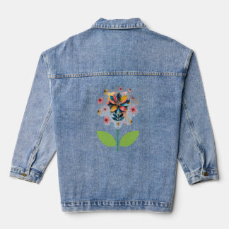 Fleur rétro sur la veste Denim