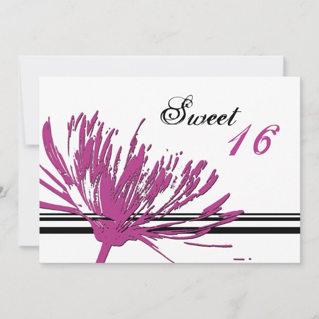 Fleur rose 16e anniversaire Cartes d'invitation (Devant)