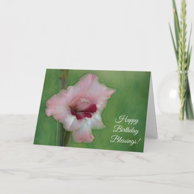 Fleur rose Art Foi Bénédiction Carte d'anniversair (Devant)