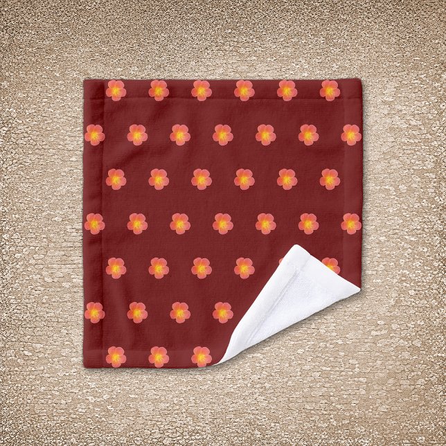 Fleur Rose de mousse rouge Motif sans couture sur (Red Moss Rose flower seamless pattern on wash cloth)