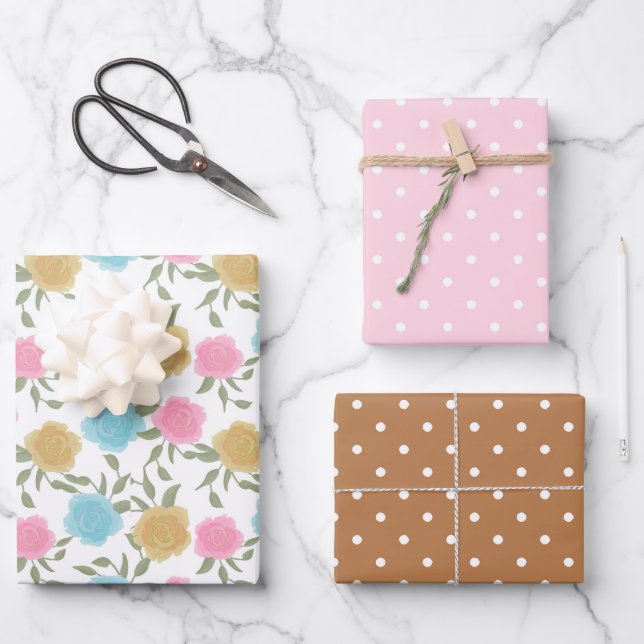 Fleur rose et tache Motif écorce papier (Recto)