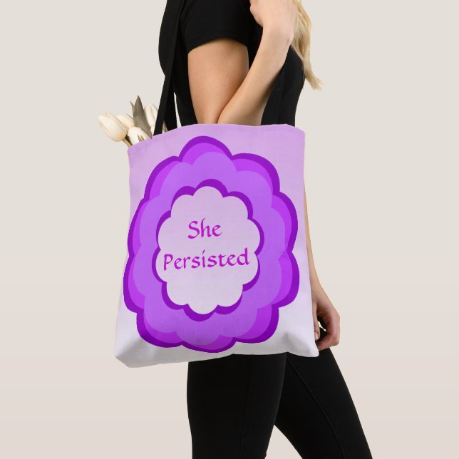 Fleur rose et violet Elle Persiste Sac fourre-tout (De près)