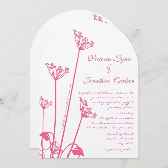 Fleur rose Faire-part de mariage (Devant / Derrière)