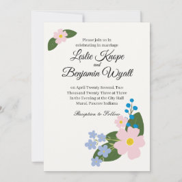 Fleur rose faire-part de mariage