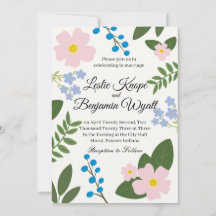 Fleur rose faire-part de mariage
