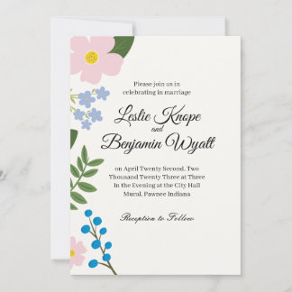 Fleur rose faire-part de mariage