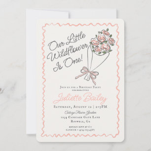 Fleur rose ferme FBirday Invitation