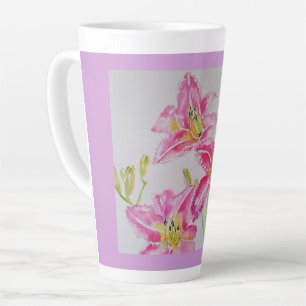 Fleur rose Lilium Floral Aquarelle Art Mug