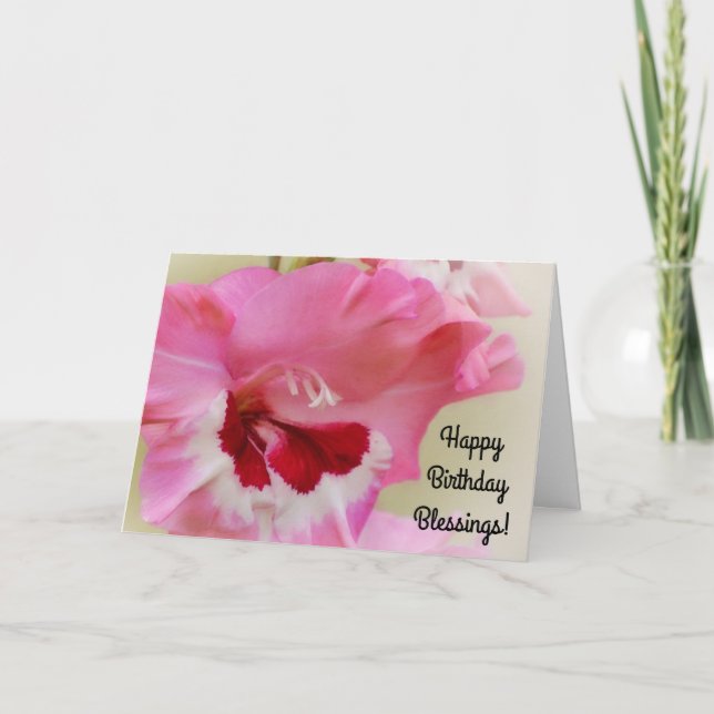Fleur rose Magenta Foi Floral Carte Anniversaire (Devant)