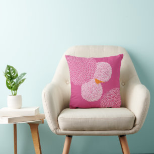 Fleur rose moderne Nectarine Cute Bird Coussin
