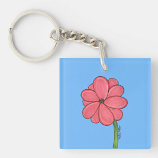 Fleur rose pleine avec fond bleu