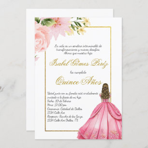 Fleur rose Quince invitation en espagnol