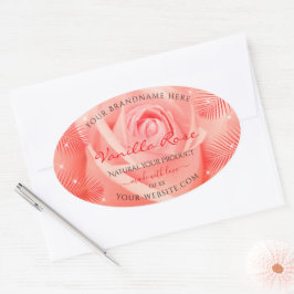 Fleur rose rose Floral Étiquette  Palm Feuille