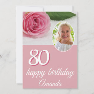 Fleur rose rose photo Floral 80e carte d'anniversa