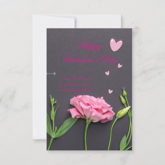 Fleur rose rose - Romantique carte Saint-Valentin (Devant)