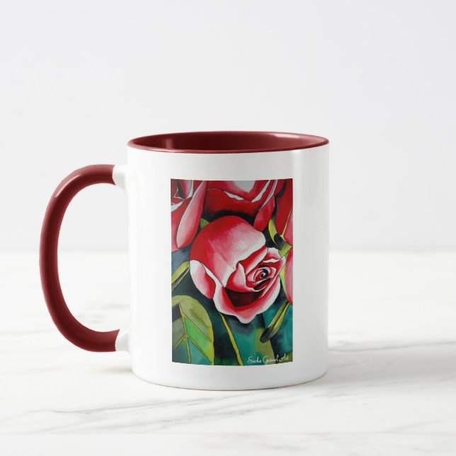 Fleur rose Rosebud Joyeuse tasse de la fête des mè (Gauche)