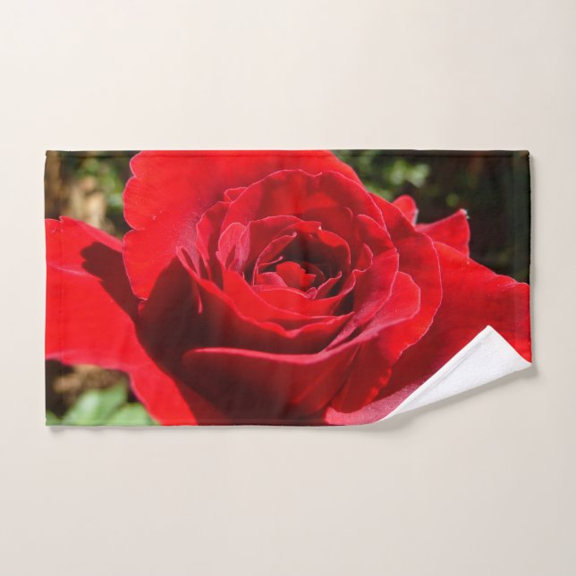 Fleur rose rouge vif Belle florale (Serviette à main)